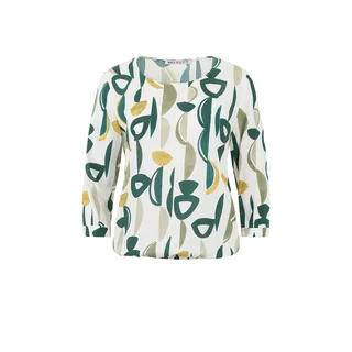 Bluza de primavara din vascoza, cu maneci 3/4 si decolteu rotund, cu motiv stilizat | Bluze si Camasi
