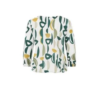 Bluza de primavara din vascoza, cu maneci 3/4 si decolteu rotund, cu motiv stilizat | Bluze si Camasi | Dikastore.ro - 1 Bluza de primavara din vascoza, cu maneci 3/4 si decolteu rotund, cu motiv stilizat | Bluze si Camasi - 1
