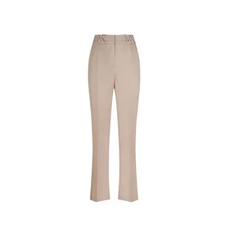 Beige straight-leg pants with crease, rayon and linen | Trousers and Leggings