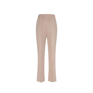 Beige straight-leg pants with crease, rayon and linen | Trousers and Leggings - 1