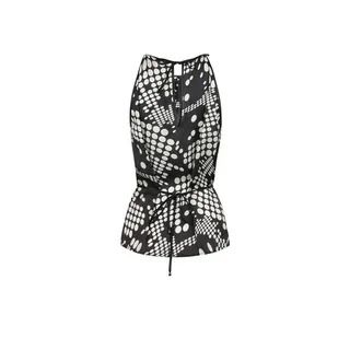 Black and white sleeveless top with waist tie | | Dika.rs - 1 Black and white sleeveless top with waist tie | - 1