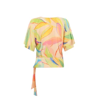 Blouse in pastel tones, with a satin finish and elegant waist detail | Blouses - 1