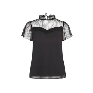 Fine dots chiffon blouse | 