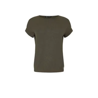 Knitted cotton top with short sleeves in ochre | Knitwear