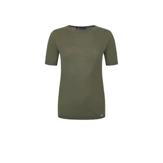 Knitted viscose top with short sleeves in khaki | 