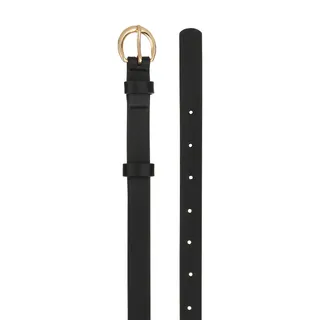 Leather belt with 1.5 width, light gold buckle, black belt, smooth leather | 