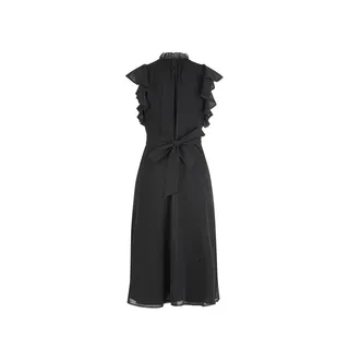 Mousseline airy black dress with delicate white polka dots, mid-calf length | Dresses and Jumpsuits | Dika.rs - 1 Mousseline airy black dress with delicate white polka dots, mid-calf length | Dresses and Jumpsuits - 1