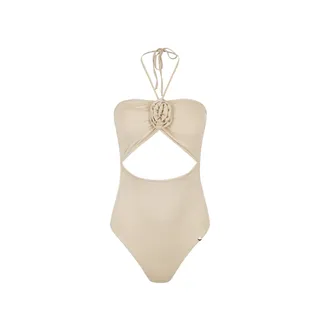 Costum de baie dintr-o bucată din lurex auriu deschis | NOUTATI