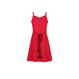 Rochie roșie de vară din bumbac cu bretele | Rochii si Salopete