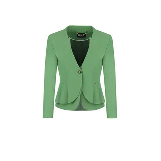 Rich green blazer with single-breasted fastening and peplum element | 