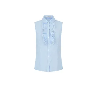 Sleeveless cotton summer shirt, with jabot | 