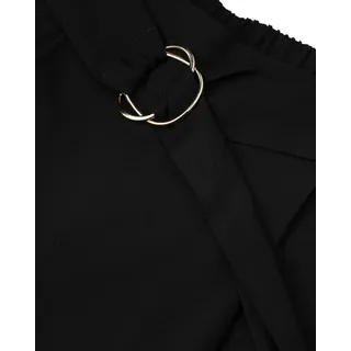 Straight black viscose pants, with a textile belt with buckle | | Dika.rs - 2 Straight black viscose pants, with a textile belt with buckle | - 2