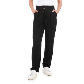 Straight black viscose pants, with a textile belt with buckle | | Dika.rs - 3 Straight black viscose pants, with a textile belt with buckle | - 3
