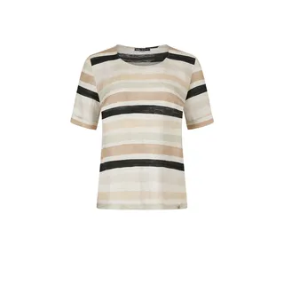 Striped blouse with short sleeves, made of rayon and linen | Blouses and Shirts