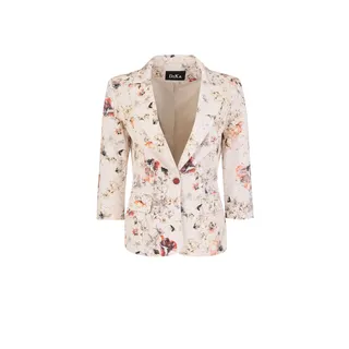 Sacou de vară din bumbac la un singur rand, cu mâneci 3/4, rever și model floral | COLECTIE