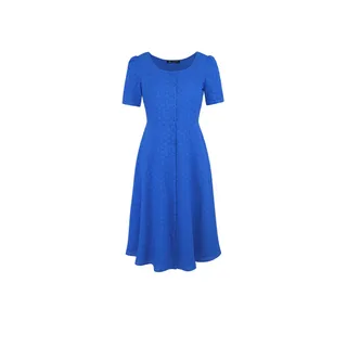 Camasa rochie din bumbac albastru turcesc, broderie englezeasca | Rochii si Salopete