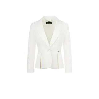 White blazer with lapels, single-breasted fastening, and peplum detail | 