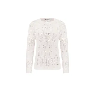 White summer cotton sweater with a fine openwork knit | Knitwear