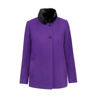 Wool coat with faux fur collar | 