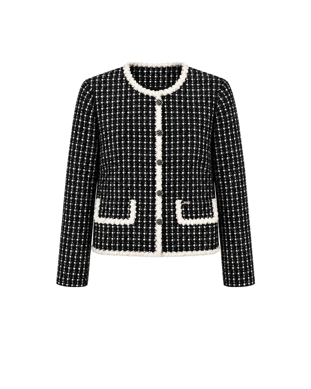 Black and white tweed blazer with contrasting trim | Jackets and Blazers