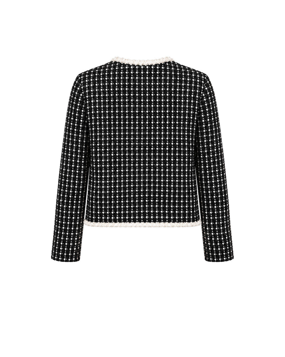 Black and white tweed blazer with contrasting trim | Jackets and Blazers - 3
