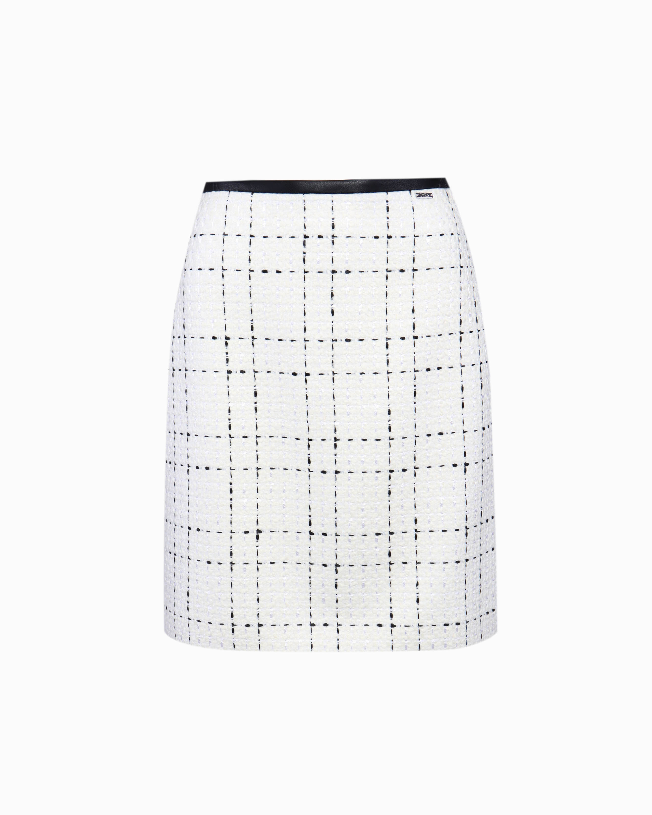 Fusta din tweed cu margine din piele | 