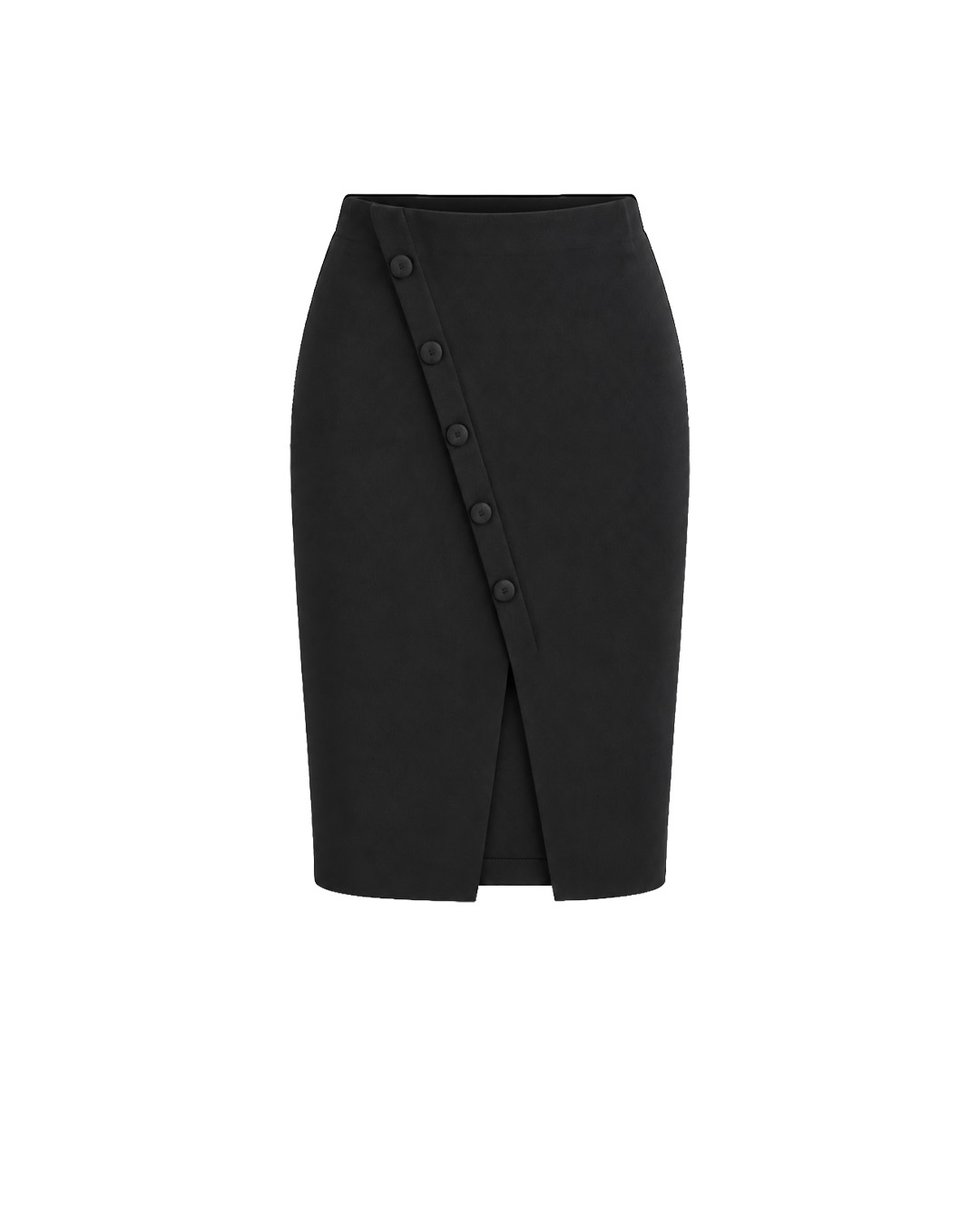 Fustă creion neagră cu nasturi decorativi | Pantaloni și Colanți