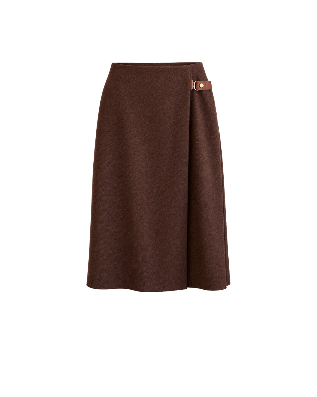 Brown wool midi skirt with a decorative buckle | Skirts and Shorts