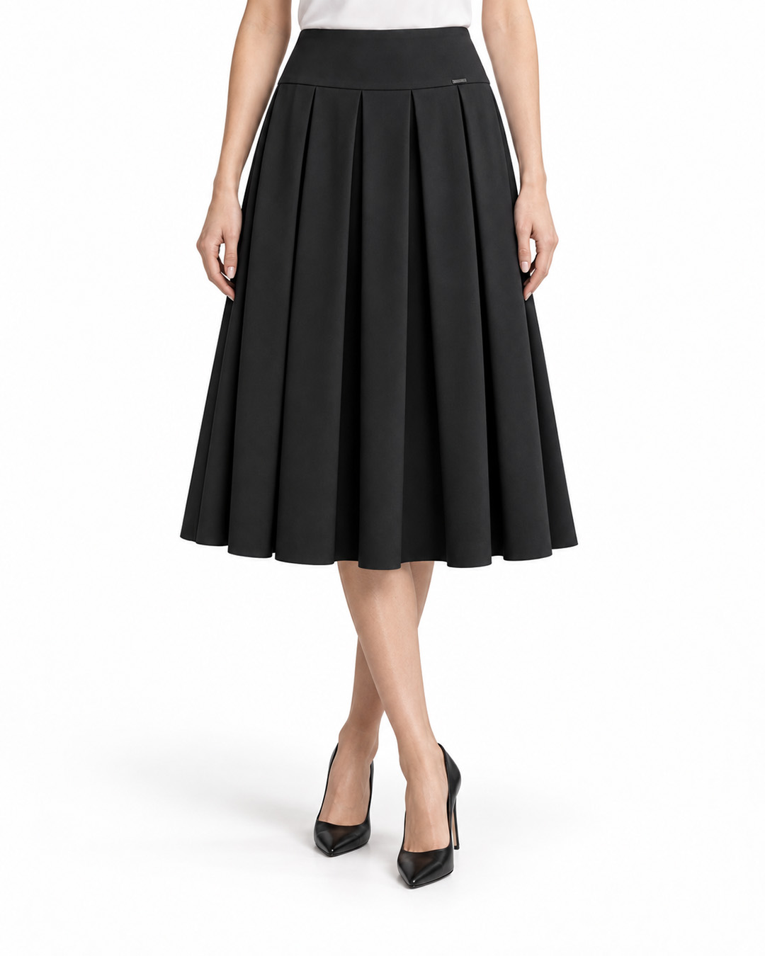 Black pleated midi skirt | Skirts - 1