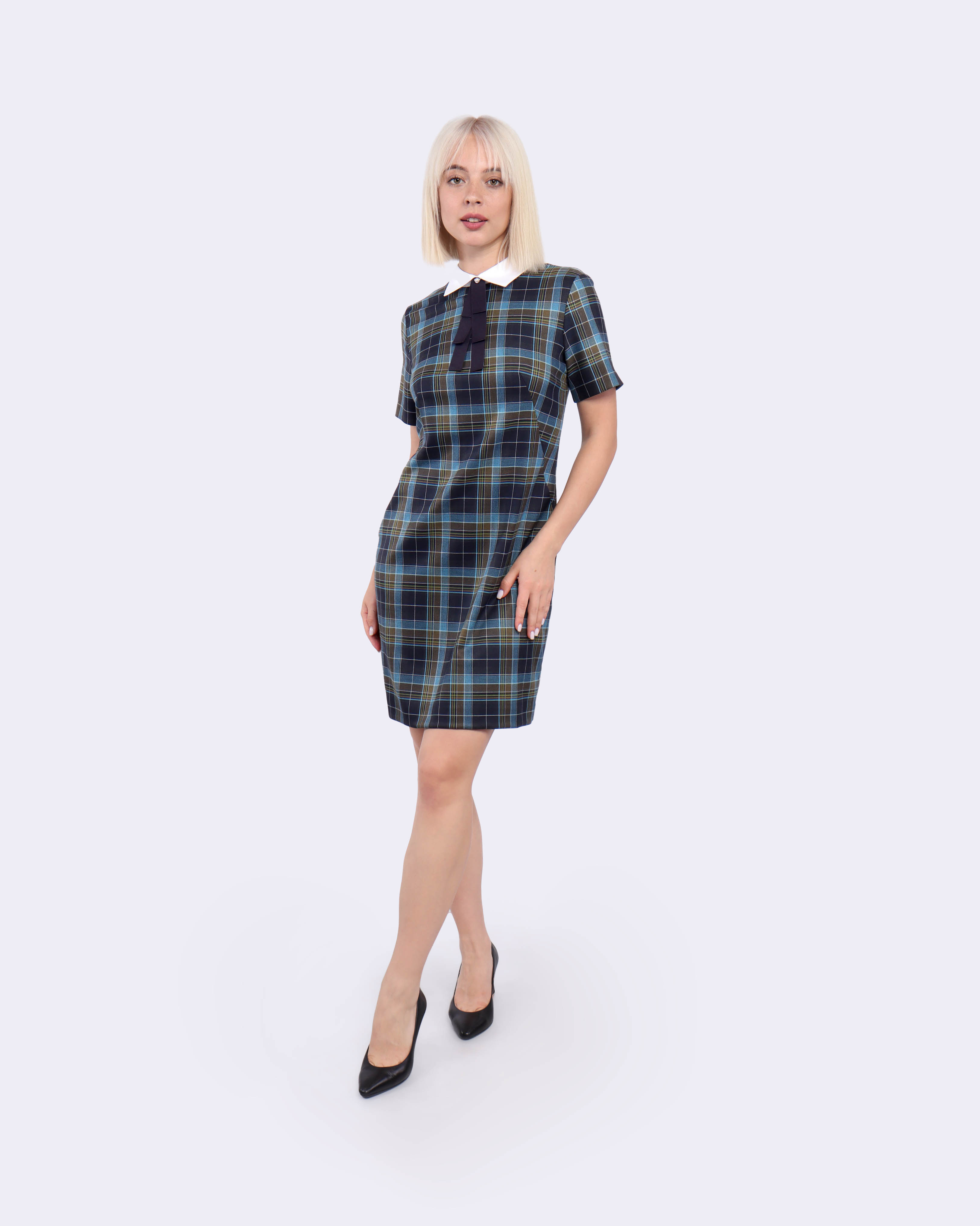Plaid dress with collar | | Dikastore.ro - 4 Plaid dress with collar | - 4