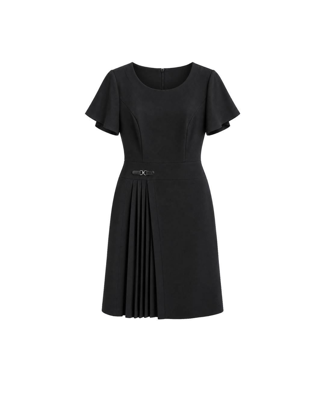 Elegant black dress with a clean silhouette and pleated detail | Dresses | Dikastore.ro Elegant black dress with a clean silhouette and pleated detail | Dresses
