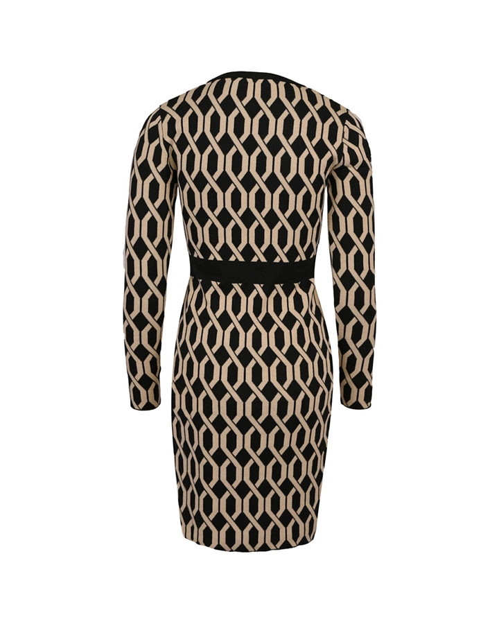 Rochie tricotata cu  motiv geometric |  - 1