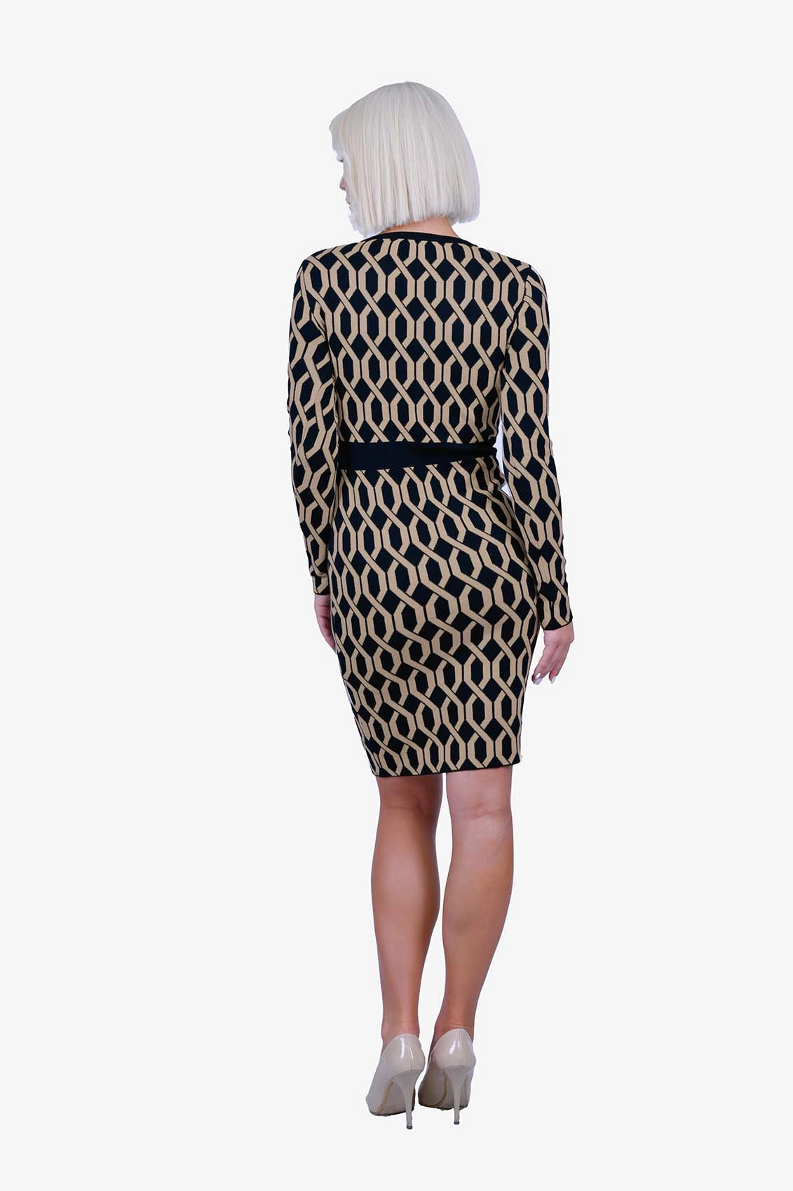 Rochie tricotata cu  motiv geometric |  - 3
