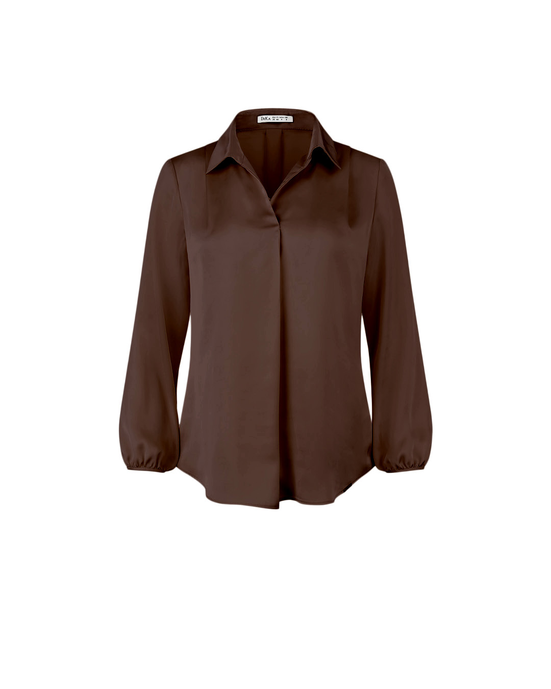 Women's blouse in olive brown with collar and V-neck | Business