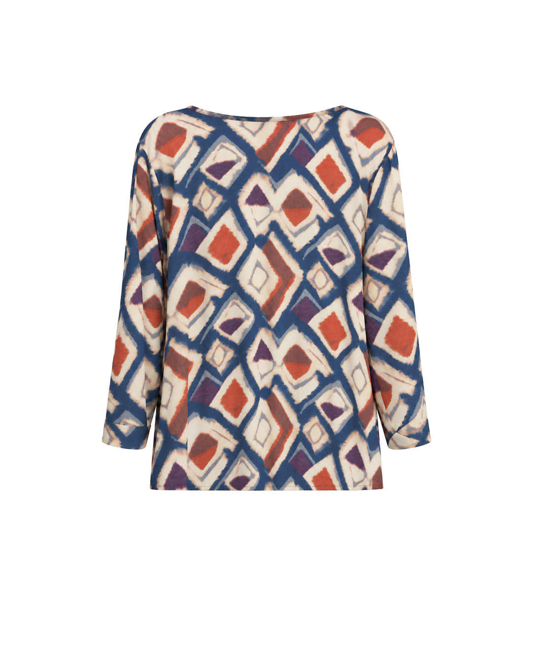 Rayon and viscose blouse with a contrasting geometric print | Blouses - 3