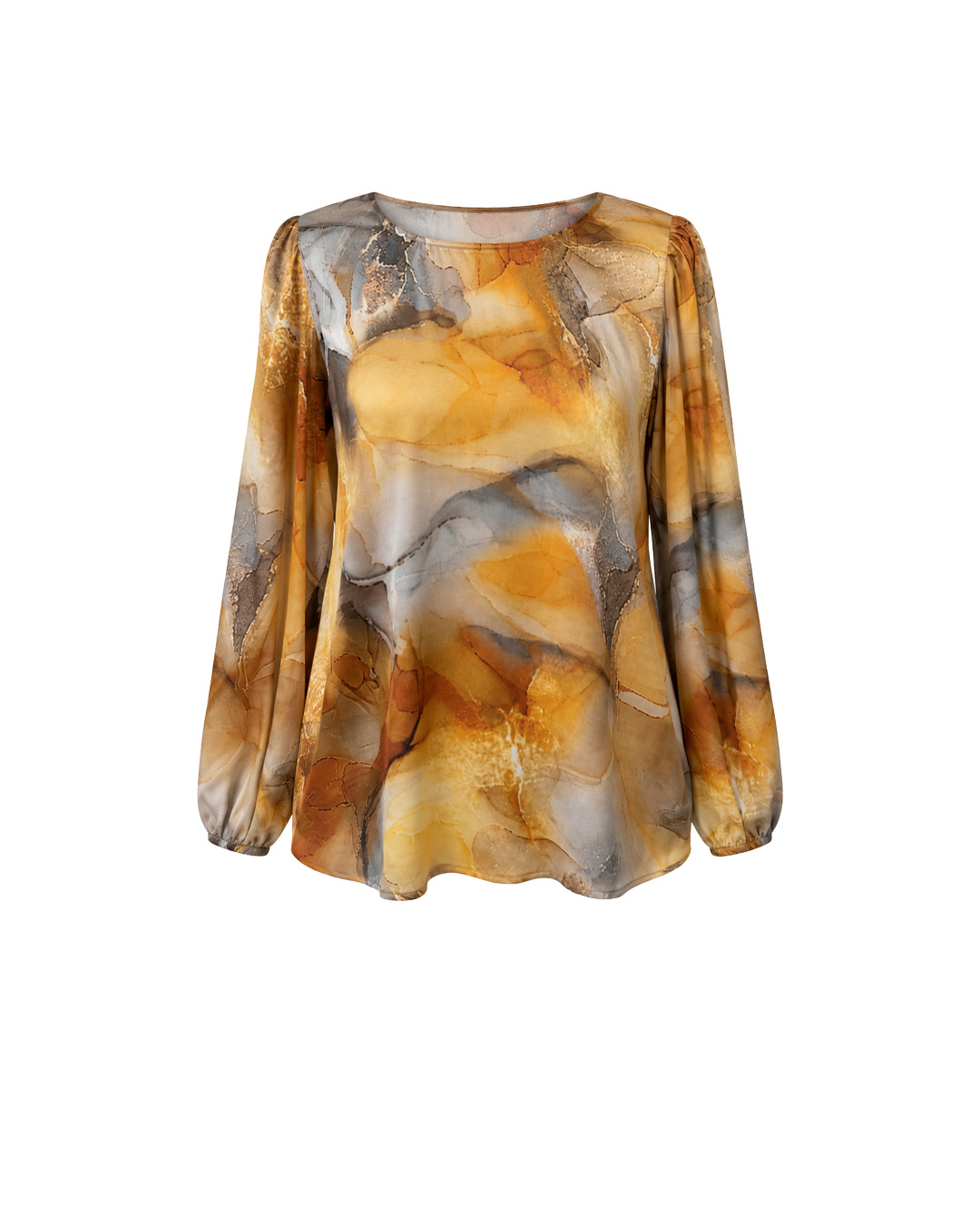 Women’s blouse in rayon and viscose with an artistic print in earthy tones | Blouses