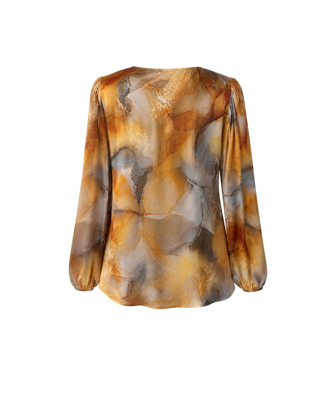 Women’s blouse in rayon and viscose with an artistic print in earthy tones | Blouses - 3
