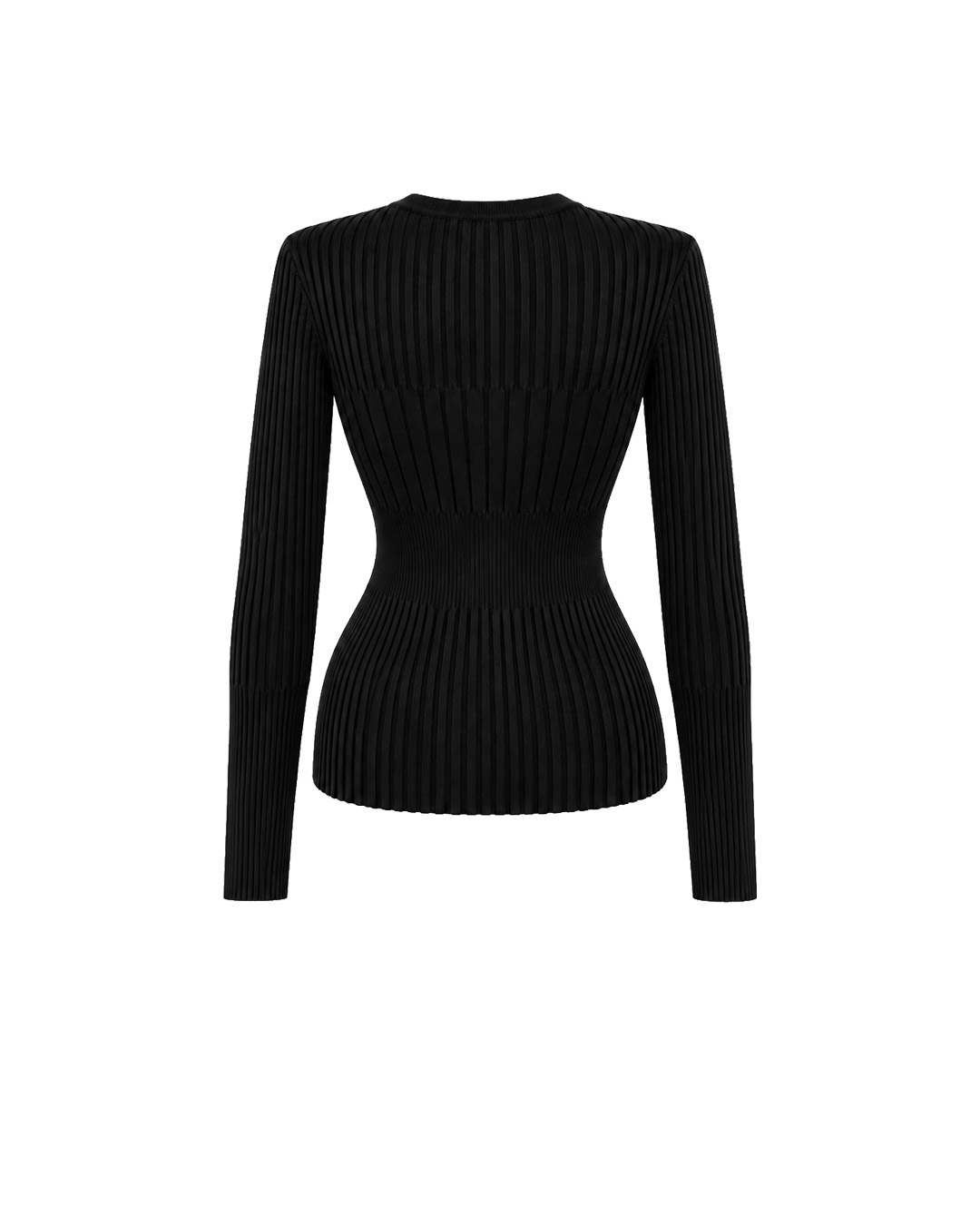 Black wool women’s knitted blouse | Pullovers - 3