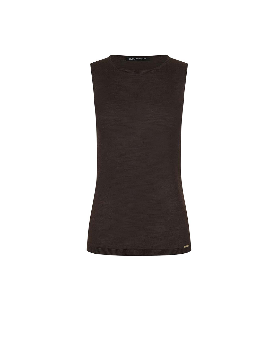 Brown sleeveless top made of viscose with a round neckline | SUMMER COLLECTION OUTLET