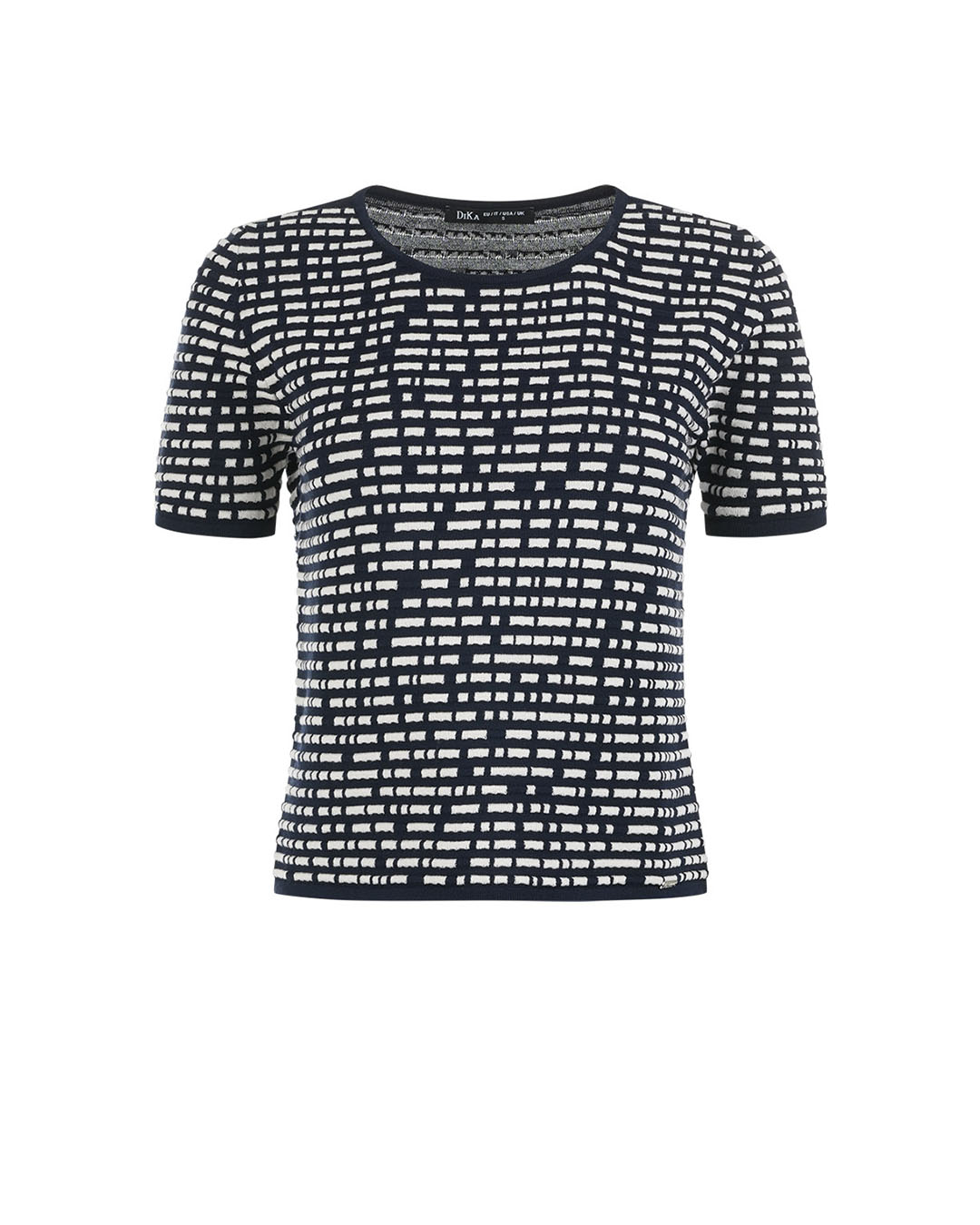 Spring knit short-sleeve top in dark blue and beige | Knitwear