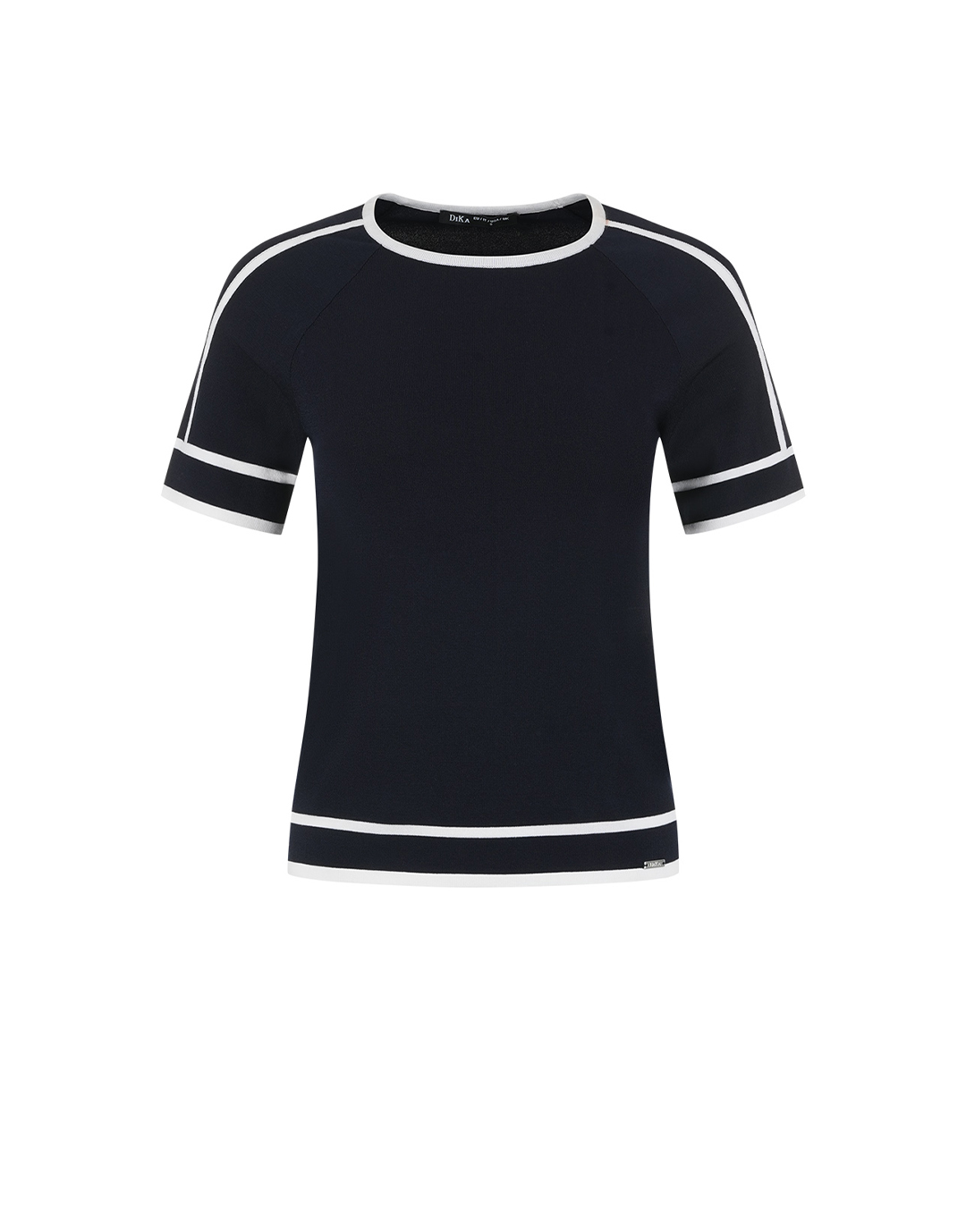 Navy blue knitted blouse with contrasting details | Knitwear