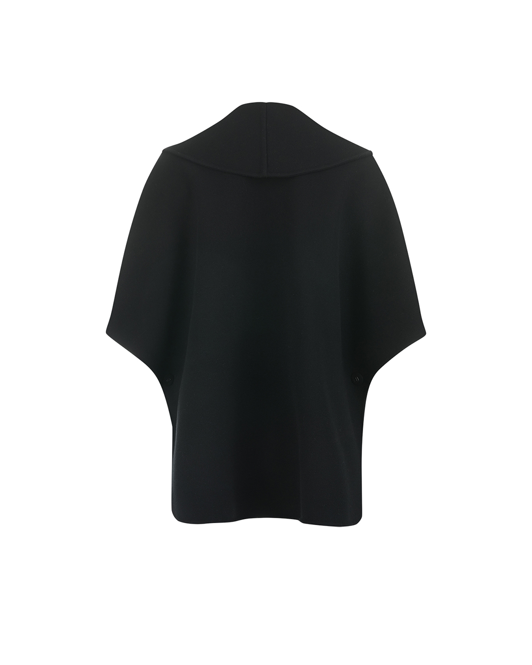 Black wool coat with wide lapels and 3/4 sleeves | Outerwear | Dika.ge - 4 Black wool coat with wide lapels and 3/4 sleeves | Outerwear - 4