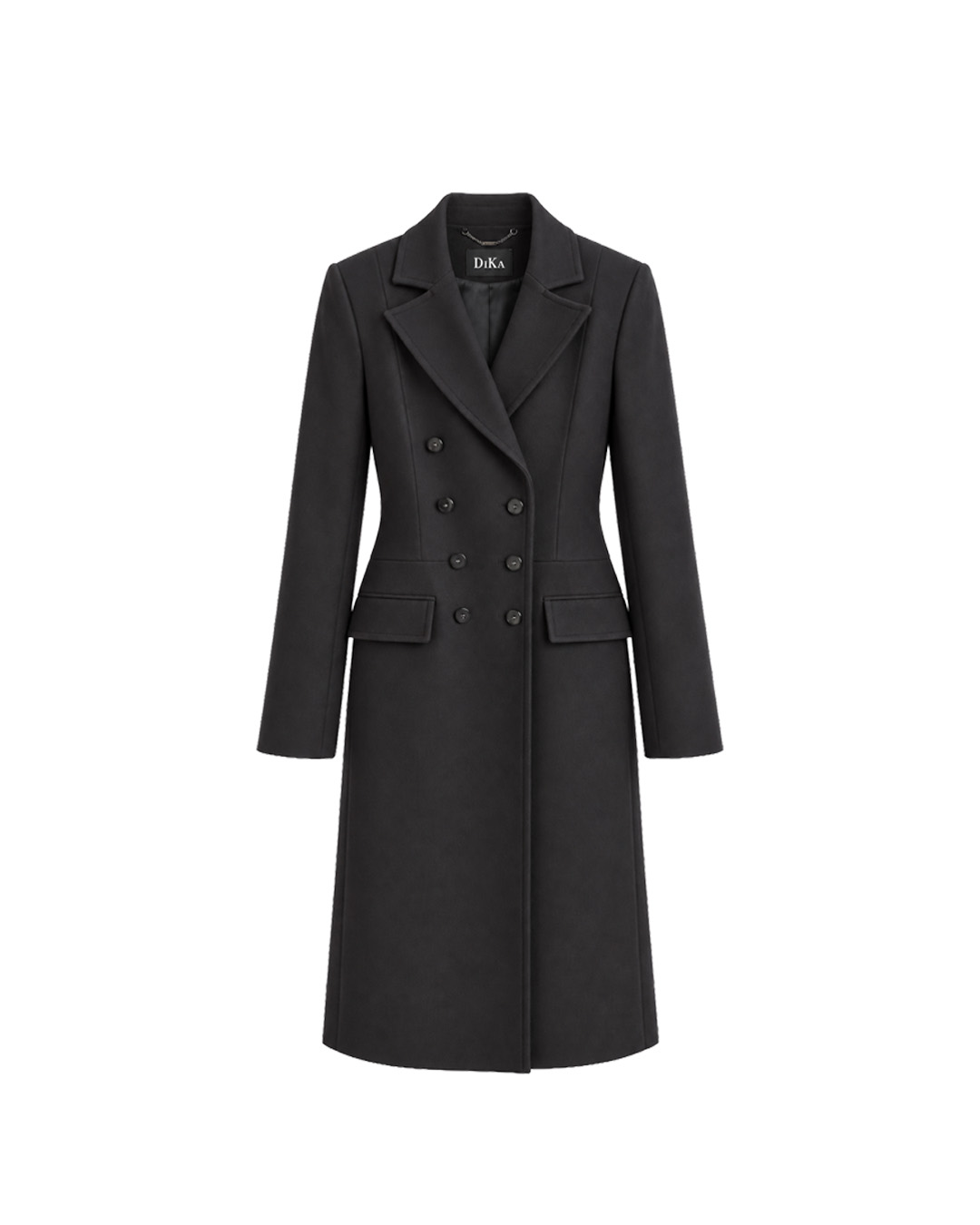 Long black wool coat with double-breasted fastening | Outerwear | Dika.rs Long black wool coat with double-breasted fastening | Outerwear