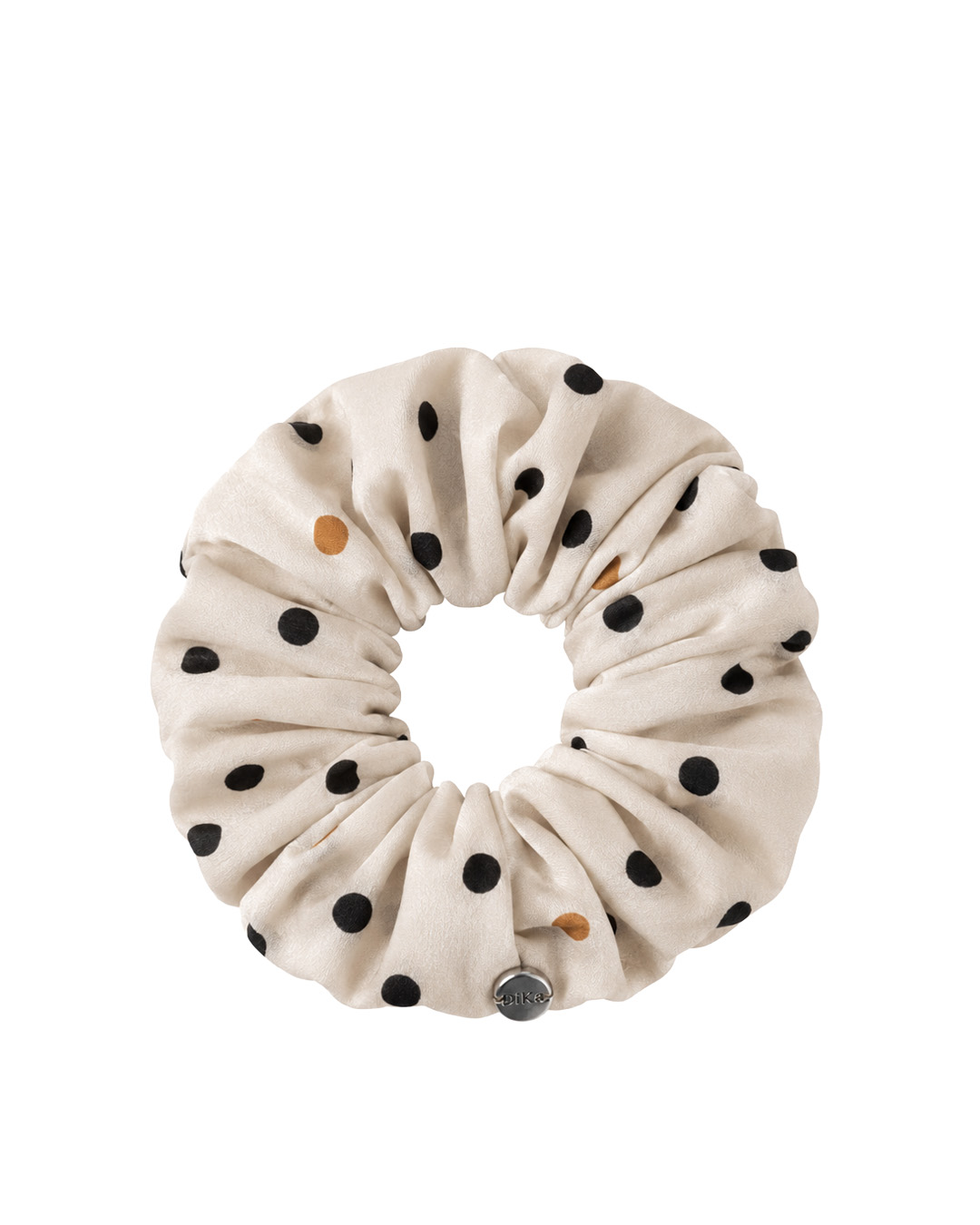Elegant ecru scrunchie with black dots | Scrunchie