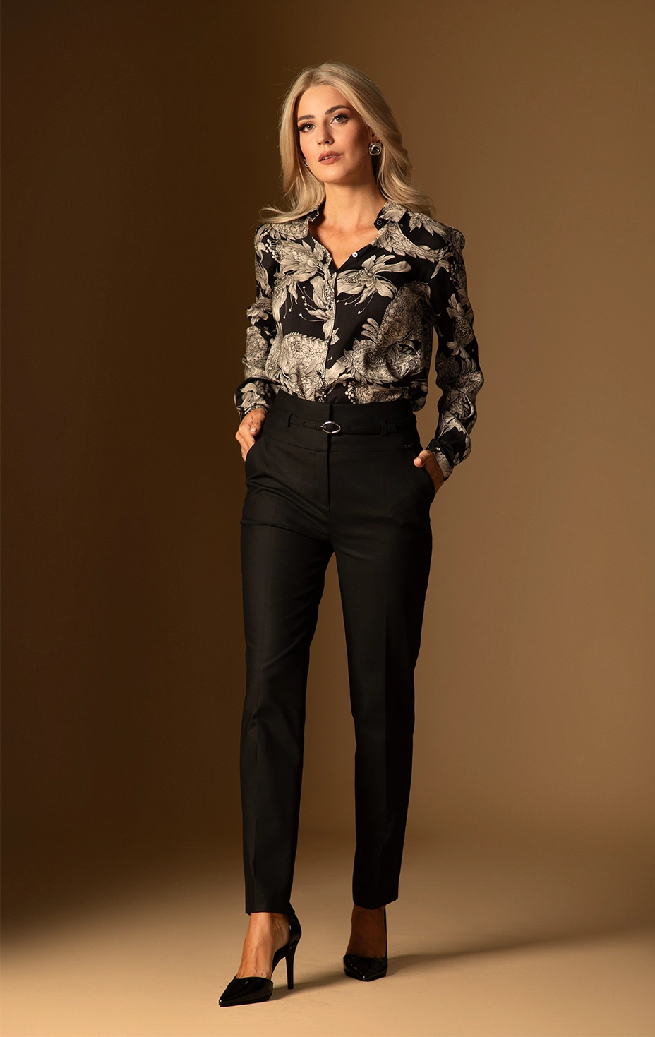 Dika Shop the Look: Women's printed blouse and Women's trousers.