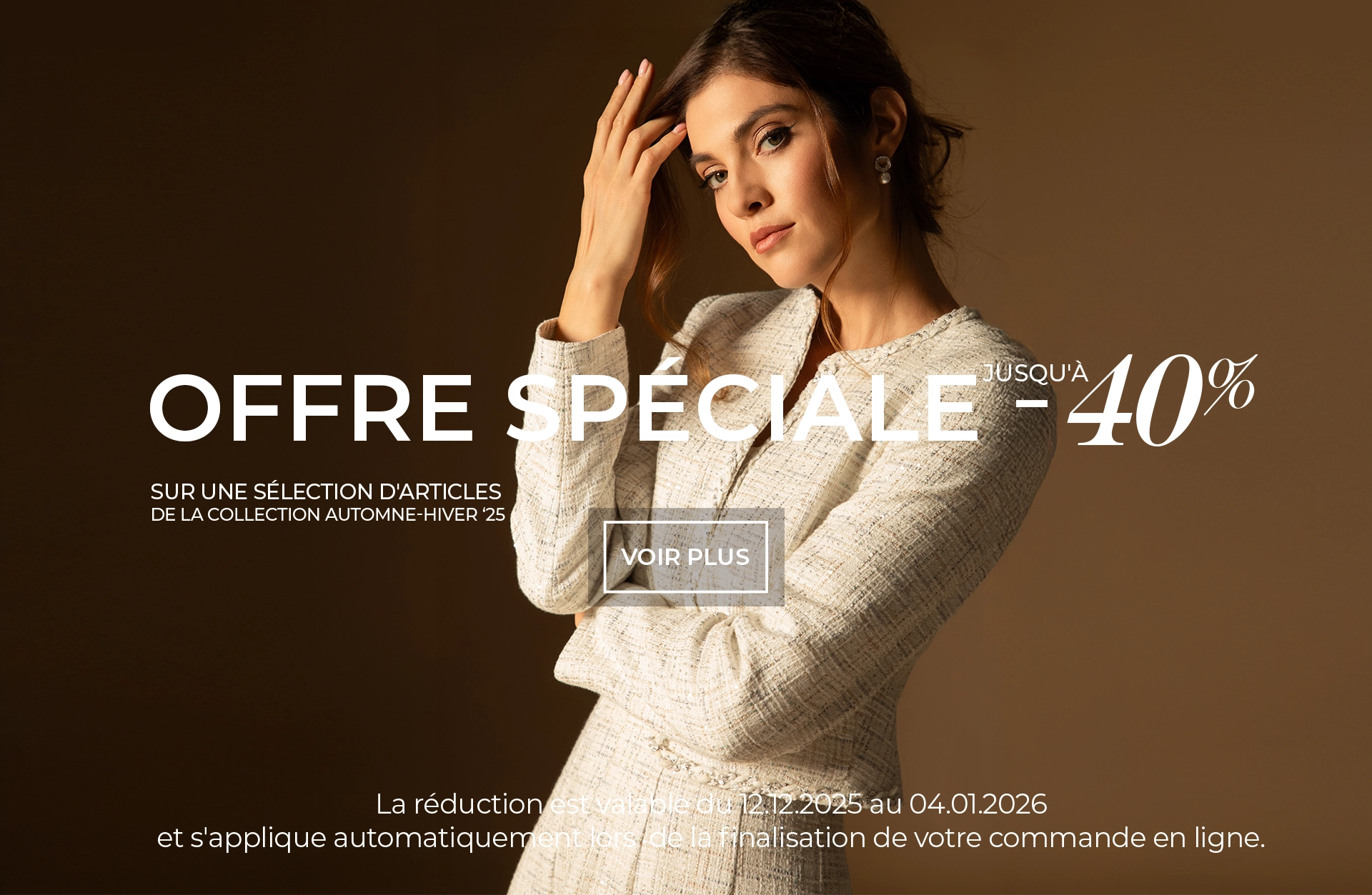 Offre Spéciale : Jusqu'à -40% sur une sélection d'articles de la collection Automne-Hiver '25 Offre Spéciale : Jusqu'à -40% sur une sélection d'articles de la collection Automne-Hiver '25