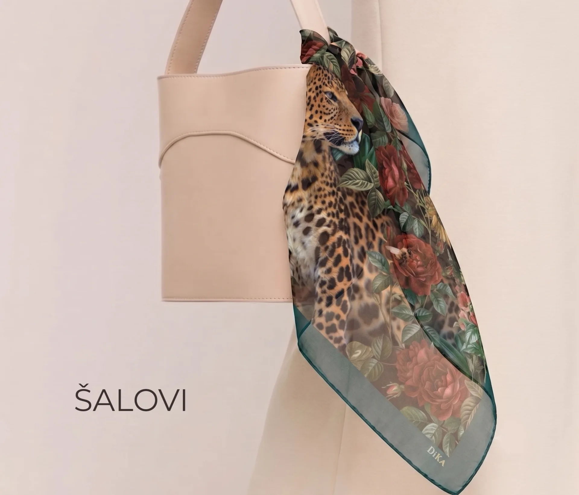 Elegantna ženska marama sa cvetnim printom i leopardom iz DiKa kolekcije