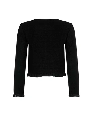 Tweed jacket with chiffon ruffle | Jackets and Coats - 1