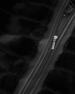 Black leather jacket with faux fur eco-leather panel | Jackets | Dika.bg - 2 Black leather jacket with faux fur eco-leather panel | Jackets - 2