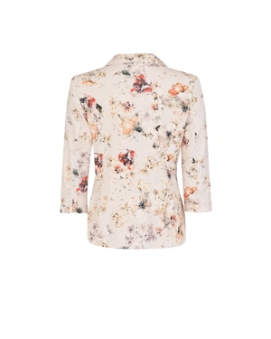 Sacou de vară din bumbac la un singur rand, cu mâneci 3/4, rever și model floral | COLECTIE DE VARĂ | Dikastore.ro - 1 Sacou de vară din bumbac la un singur rand, cu mâneci 3/4, rever și model floral | COLECTIE DE VARĂ - 1